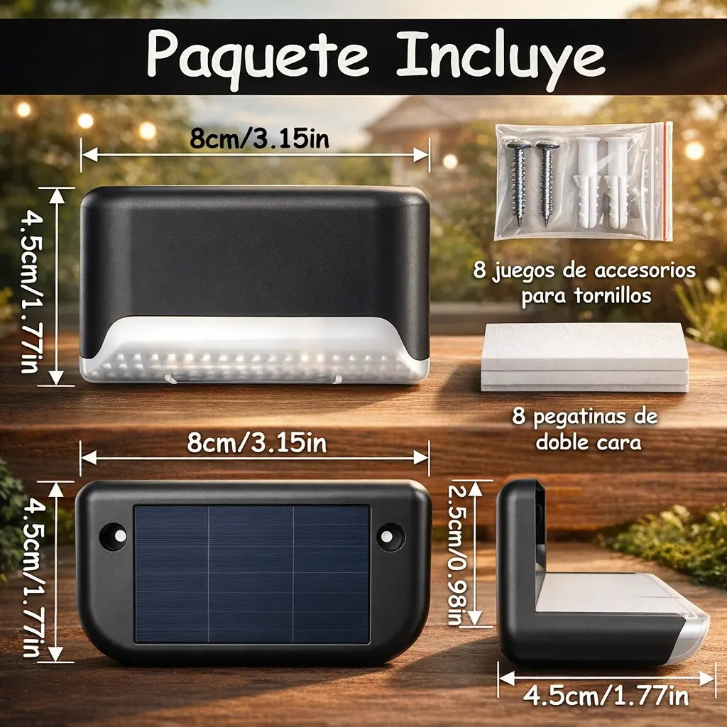 Pack X 8 Luz Led Solar Exterior - Luz Calida