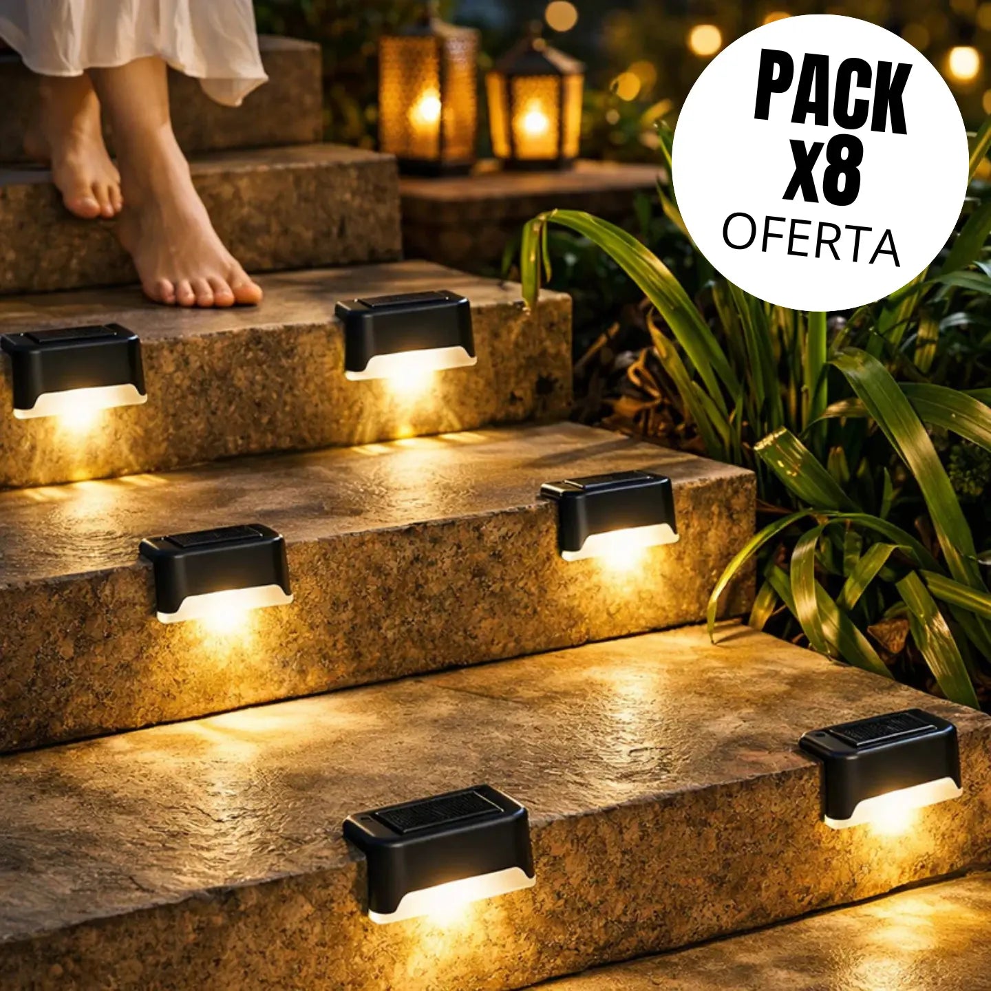Pack X 8 Luz Led Solar Exterior - Luz Calida