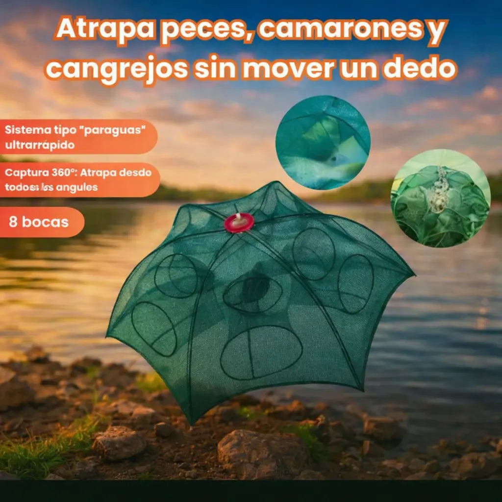 Trampa de Pesca Plegable 360° - 8 Bocas