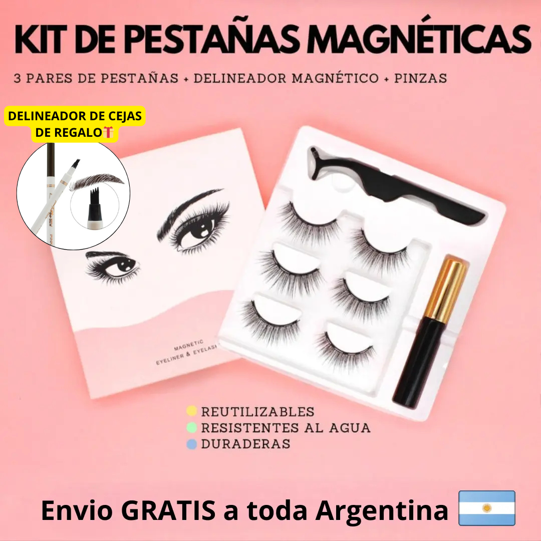 Kit Pestañas Magnéticas + Lápiz Delineador Premium | Delineador Para Cejas🎁