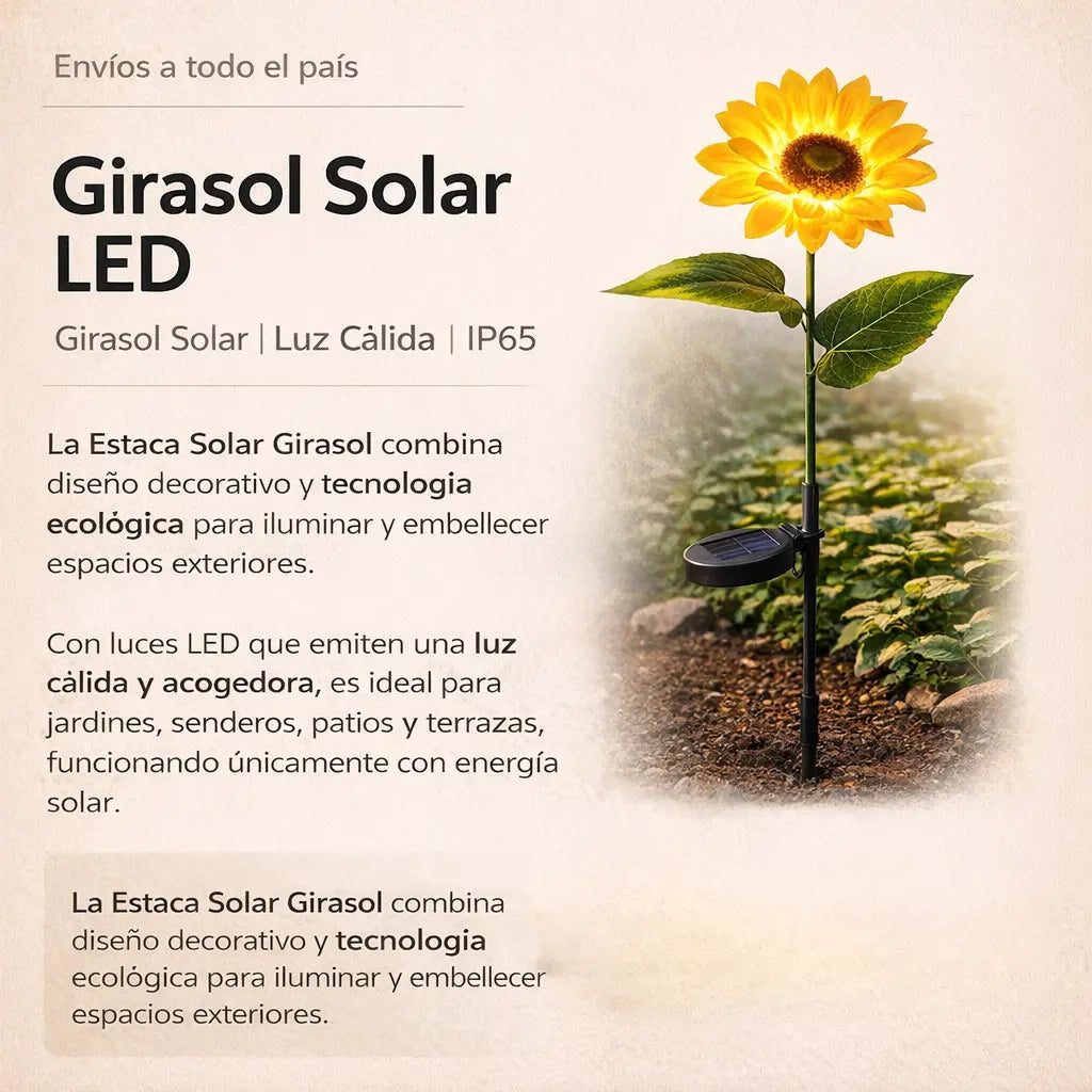 Estaca Girasol Solar - Belleza que Florece de Noche